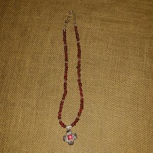 Genuine handmade garnet necklace nickel silver 925
